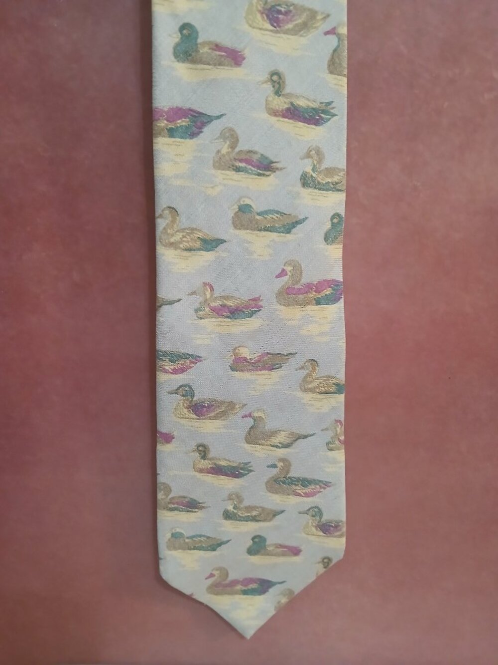 Vintage Hand Sewn Silk Tie by Thomas Drake-Fun Duck Design-USA